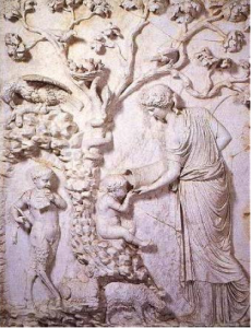 Hoorn des Overvloeds Reliëf “Amalthea voedt de kleine Zeus.” 130 NC, Vaticaanse Musea